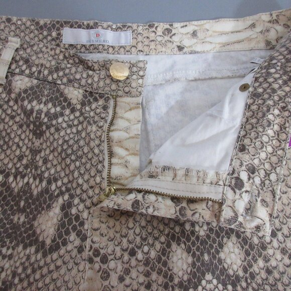 Dismero Italy Jeans Sz 37 Waist Snakeskin Taupe/Tan/Metallic Cotton Stretch NWT - Picture 9 of 9